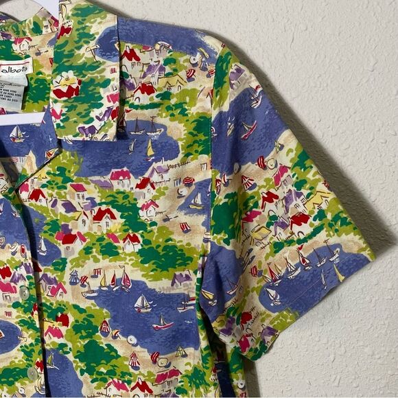 Vintage Talbots Button Up Camp Shirt Blouse Coastal Vacation Women's Size Small - Picture 8 of 12